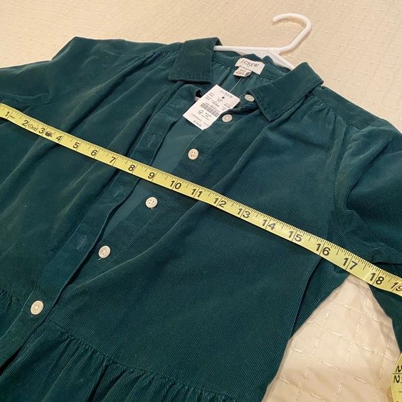 NWT - J. Crew Deep Green Long Sleeve Corduroy Shirtdress - Picture 5 of 6